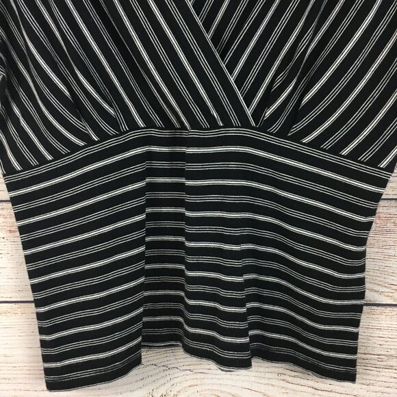 Covington Faux Wrap Stripe Knit Short Sleeve Pullover Top - Picture 4 of 11